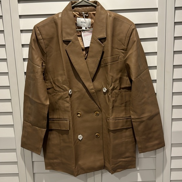 Pistola NWT Roman Oversize Faux Leather Jacket in a Taupe color - Picture 8 of 14